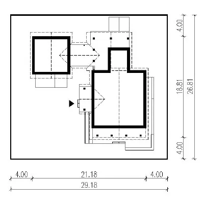 Bocianie gniazdo - wariant I — plan sytuacyjny 1 (odbicie lustrzane)