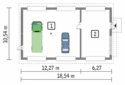 Budynek garażowo-magazynowy GM11 — rzuty kondygnacji 1 (odbicie lustrzane)