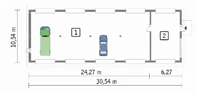Budynek garażowo-magazynowy GM11b — rzuty kondygnacji 1 (odbicie lustrzane)