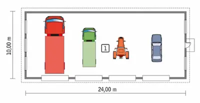 Budynek garażowo-magazynowy GMC19 — rzuty kondygnacji 1 (odbicie lustrzane)