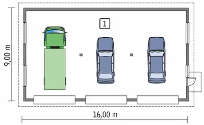 Budynek garażowo-magazynowy GMC20a — rzuty kondygnacji 1 (odbicie lustrzane)