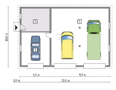 Budynek garażowo-magazynowy GMC45 — rzuty kondygnacji 1 (odbicie lustrzane)