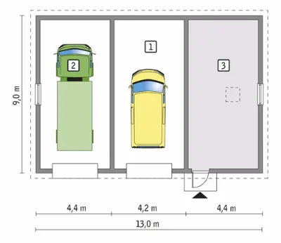 Budynek garażowo-magazynowy GMC46 — rzuty kondygnacji 1 (odbicie lustrzane)