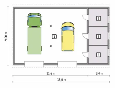Budynek garażowo-magazynowy GMC47 — rzuty kondygnacji 1 (odbicie lustrzane)