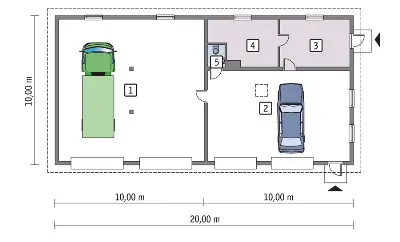 Budynek garażowo-magazynowy GMC52 — rzuty kondygnacji 1 (odbicie lustrzane)
