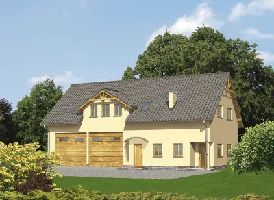 Budynek garażowo-magazynowy z częścią mieszkalną GMC06a — wizualizacje 1 (odbicie lustrzane)