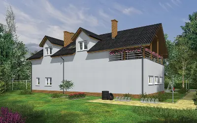 Budynek garażowo-magazynowy z częścią mieszkalną GMC18c — wizualizacje 1 (odbicie lustrzane)