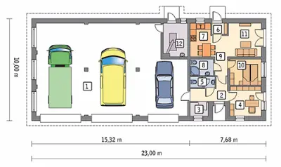 Budynek garażowo-magazynowy z częścią mieszkalną i biurową GMC57 — rzuty kondygnacji 1 (odbicie lustrzane)
