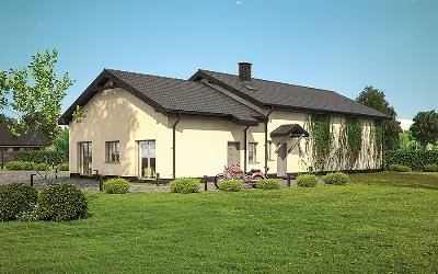 Budynek garażowo-magazynowy z częścią mieszkalną i biurową GMC57 — wizualizacje 2 (odbicie lustrzane)
