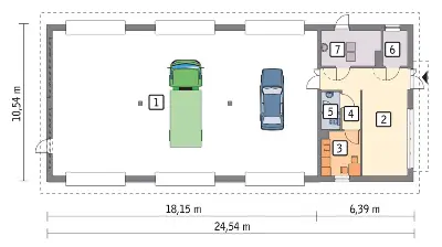 Budynek garażowo-magazynowy z częścią pomocniczą GM08  — rzuty kondygnacji 1 (odbicie lustrzane)