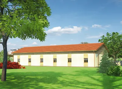 Budynek garażowo-magazynowy z częścią pomocniczą GMC04f — wizualizacje 2 (odbicie lustrzane)