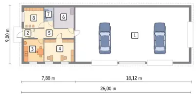 Budynek garażowo-magazynowy z pom. pomocniczymi GMC21a — rzuty kondygnacji 1 (odbicie lustrzane)