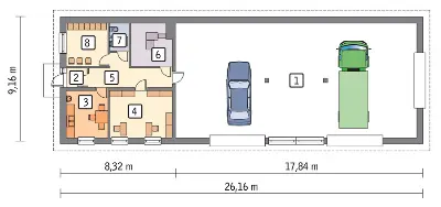 Budynek garażowo-magazynowy z pom. pomocniczymi GMC21b — rzuty kondygnacji 1 (odbicie lustrzane)