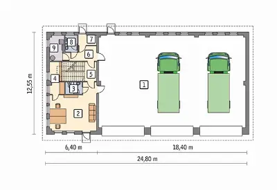 Budynek garażowo-magazynowy z pom. pomocniczymi GMC30f — rzuty kondygnacji 1 (odbicie lustrzane)