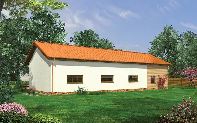 Budynek garażowo-magazynowy z pom. pomocniczymi GMC39 — wizualizacje 2 (odbicie lustrzane)
