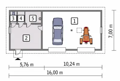 Budynek garażowo-magazynowy z pom. pomocniczymi GMC51a — rzuty kondygnacji 1