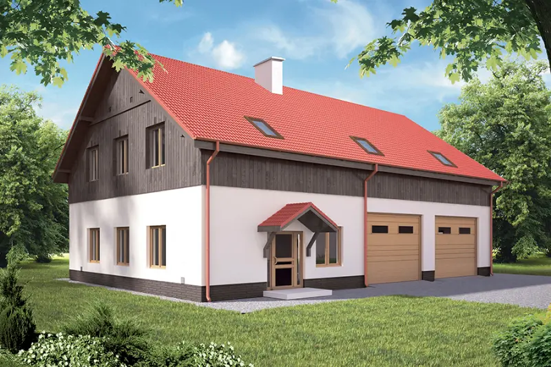 Projekt domu Budynek garażowo-magazynowy z pom. pomocniczymi i poddaszem gospodarczym GMC14c — wizualizacja