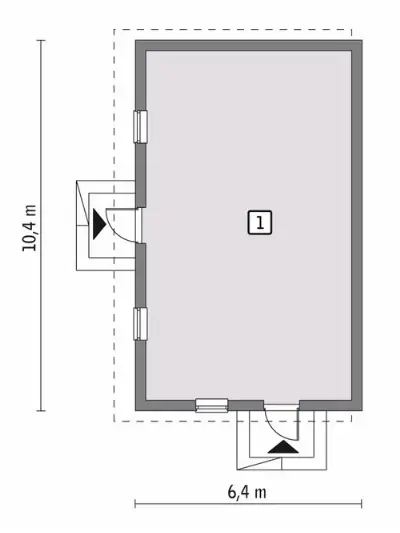 Budynek gospodarczy G32c — rzuty kondygnacji 1 (odbicie lustrzane)