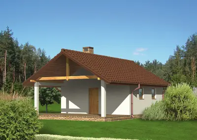 Budynek gospodarczy z wiatą G16a — wizualizacje 2 (odbicie lustrzane)