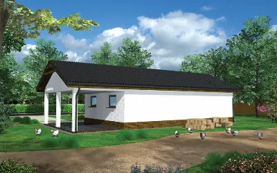 Budynek inwentarsko-gospodarczy z wiatą garażową IGC22 — wizualizacje 2 (odbicie lustrzane)