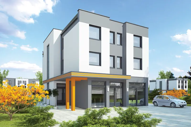 Projekt domu Budynek mieszkalno-usługowy UC63 — wizualizacja