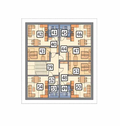 Budynek mieszkalny UC47b — rzuty kondygnacji 3 (odbicie lustrzane)