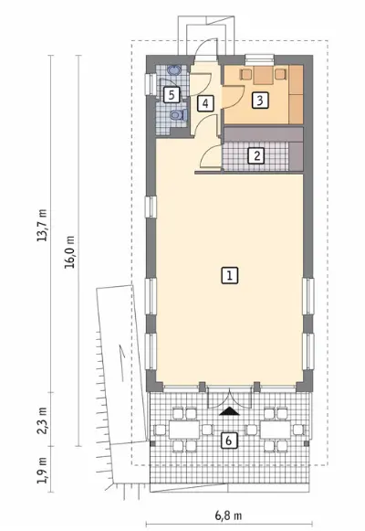 Budynek usługowy U10a — rzuty kondygnacji 1 (odbicie lustrzane)