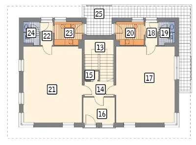 Budynek usługowy U15e — rzuty kondygnacji 2 (odbicie lustrzane)
