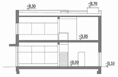Budynek usługowy U30 — przekroje 1