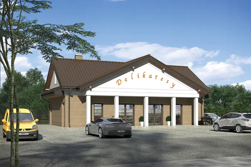 Projekt domu Budynek usługowy U32 — wizualizacja
