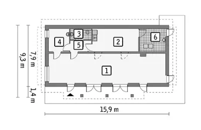 Budynek usługowy U32a — rzuty kondygnacji 1 (odbicie lustrzane)