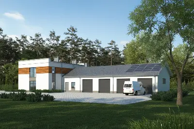 Budynek usługowy U34a — wizualizacje 1 (odbicie lustrzane)