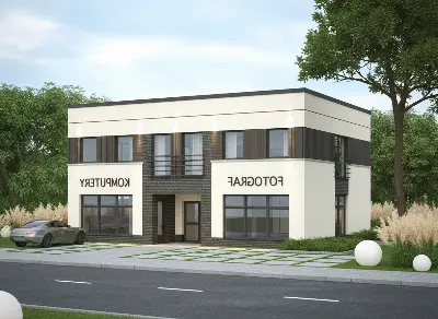 Budynek usługowy U34b — wizualizacje 1 (odbicie lustrzane)