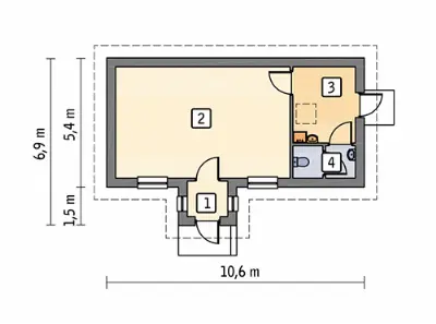 Budynek usługowy UC05a — rzuty kondygnacji 1 (odbicie lustrzane)