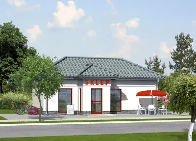 Budynek usługowy UC05a — wizualizacje 1 (odbicie lustrzane)