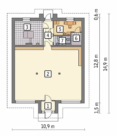 Budynek usługowy UC05c — rzuty kondygnacji 1