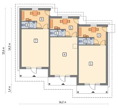 Budynek usługowy UC08 — rzuty kondygnacji 1 (odbicie lustrzane)