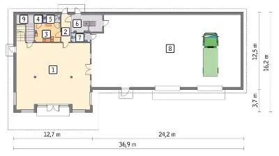 Budynek usługowy UC13 — rzuty kondygnacji 1