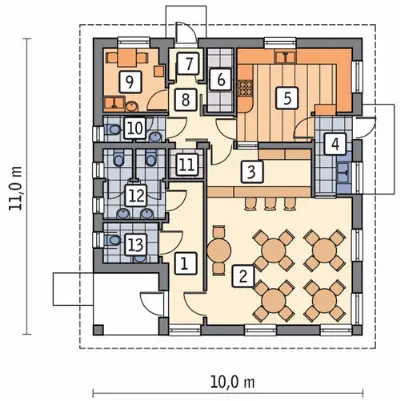Budynek usługowy UC17 — rzuty kondygnacji 1 (odbicie lustrzane)