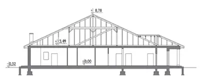 Budynek usługowy UC20b — przekroje 1 (odbicie lustrzane)