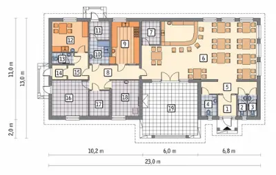 Budynek usługowy UC30 — rzuty kondygnacji 1 (odbicie lustrzane)
