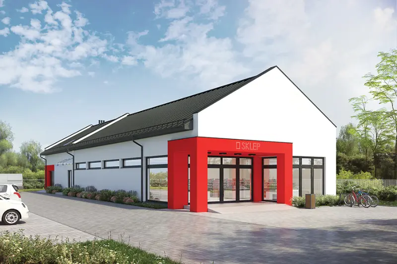 Projekt domu Budynek usługowy UC72 — wizualizacja