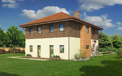 Budynek usługowy z częścią mieszkalną (pokoje gościnne) UC42 — wizualizacje 3 (odbicie lustrzane)