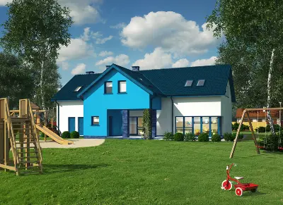 Budynek usługowy z częścią mieszkalną (punkt opieki przedszkolnej) UC37a — wizualizacje 2 (odbicie lustrzane)