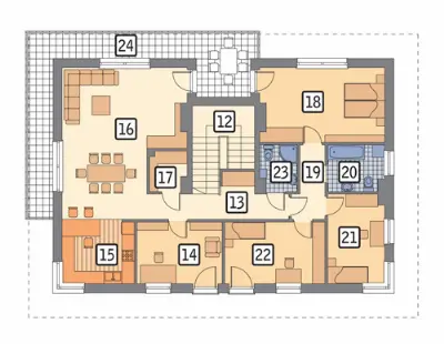 Budynek usługowy z częścią mieszkalną U15g — rzuty kondygnacji 2