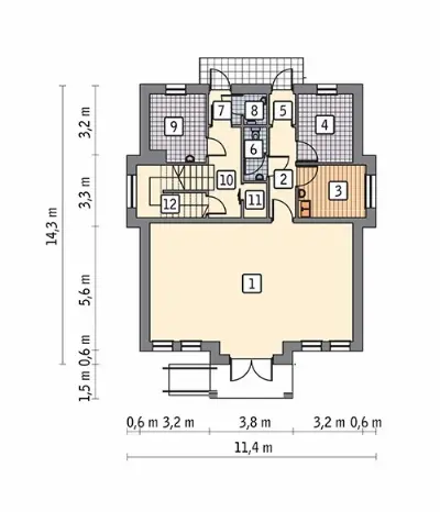 Budynek usługowy z częścią mieszkalną UC42a — rzuty kondygnacji 1 (odbicie lustrzane)