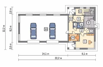 Budynek usługowy z częścią mieszkalną UC43 — rzuty kondygnacji 1 (odbicie lustrzane)