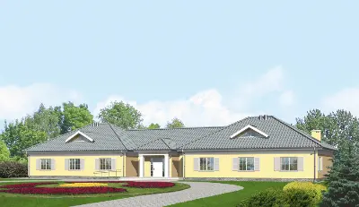 Budynek usługowy (z pokojami gościnnymi) UC07 — wizualizacje 1 (odbicie lustrzane)