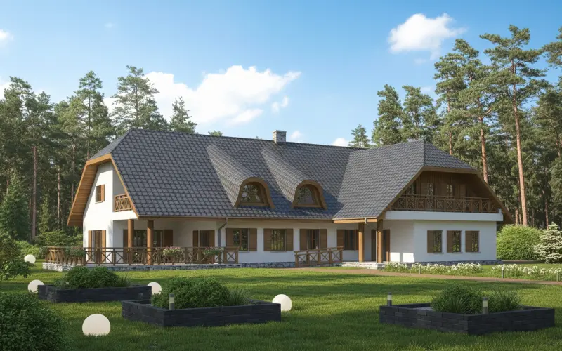 Projekt domu Budynek usługowy z pokojami gościnnymi UC11 — wizualizacja