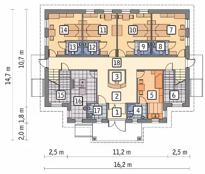 Budynek usługowy (z pokojami gościnnymi) UC19 — rzuty kondygnacji 1 (odbicie lustrzane)